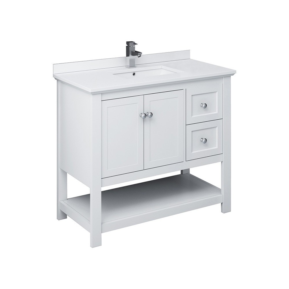 Fresca Manchester 42" White Traditional Bathroom Cabinet w/ Top & Sink