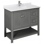 Manchester Regal 42" Gray Wood Veneer Traditional Bathroom Cabinet w/ Top & Sink