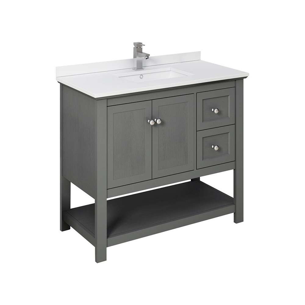 Manchester Regal 42" Gray Wood Veneer Traditional Bathroom Cabinet w/ Top & Sink Manchester Regal 42" Gray Wood Veneer Traditional Bathroom Cabinet w/ Top & Sink