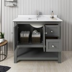 Manchester Regal 42" Gray Wood Veneer Traditional Bathroom Cabinet w/ Top & Sink