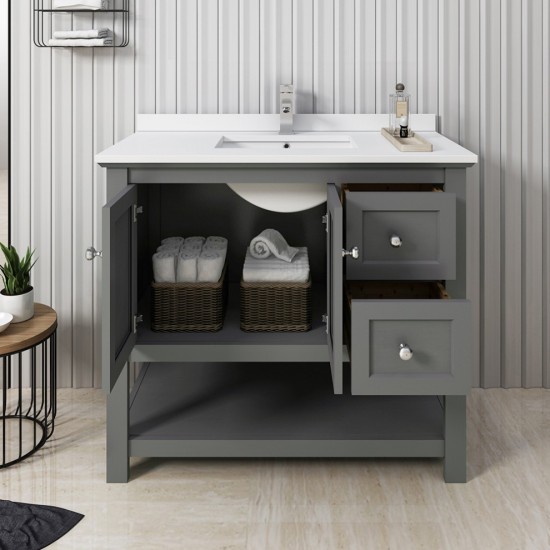 Manchester Regal 42" Gray Wood Veneer Traditional Bathroom Cabinet w/ Top & Sink