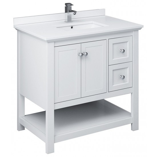 Fresca Manchester 36" White Traditional Bathroom Cabinet w/ Top & Sink