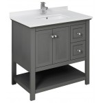 Manchester Regal 36" Gray Wood Veneer Traditional Bathroom Cabinet w/ Top & Sink