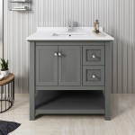 Manchester Regal 36" Gray Wood Veneer Traditional Bathroom Cabinet w/ Top & Sink