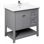 Fresca Manchester 36" Gray Traditional Bathroom Cabinet w/ Top & Sink