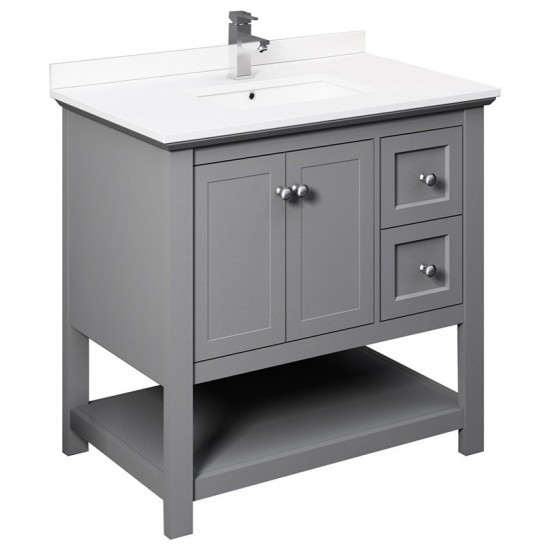 Fresca Manchester 36" Gray Traditional Bathroom Cabinet w/ Top & Sink