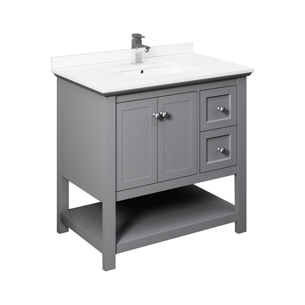 Fresca Manchester 36" Gray Traditional Bathroom Cabinet w/ Top & Sink