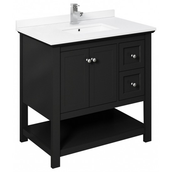 Fresca Manchester 36" Black Traditional Bathroom Cabinet w/ Top & Sink