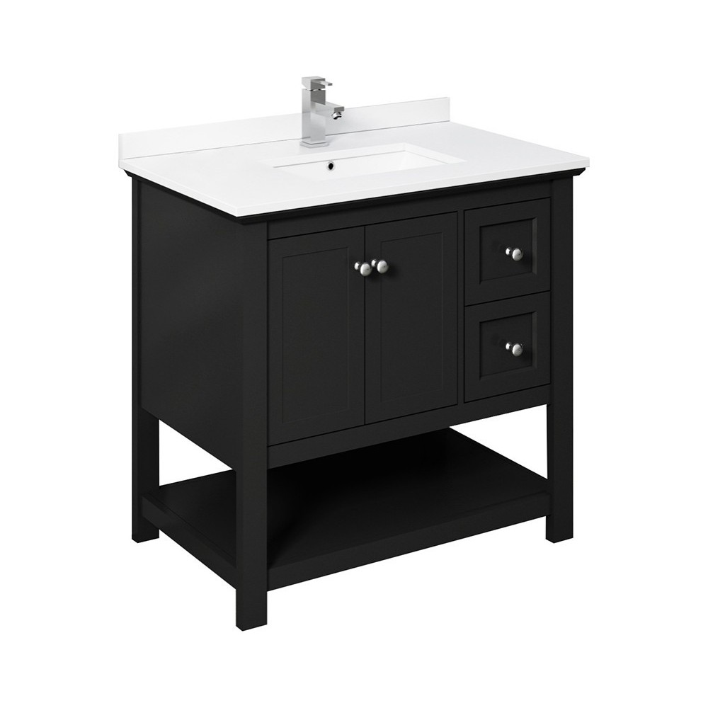 Fresca Manchester 36" Black Traditional Bathroom Cabinet w/ Top & Sink Fresca Manchester 36" Black Traditional Bathroom Cabinet w/ Top & Sink