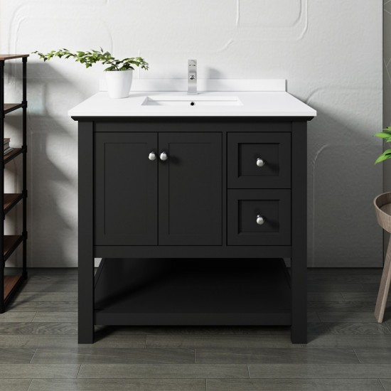 Fresca Manchester 36" Black Traditional Bathroom Cabinet w/ Top & Sink