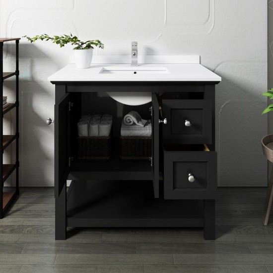 Fresca Manchester 36" Black Traditional Bathroom Cabinet w/ Top & Sink