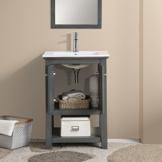 Fresca Manchester Regal 24" Gray Wood Veneer Traditional Bathroom Vanity