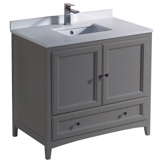 Fresca Oxford 36" Gray Traditional Bathroom Cabinet w/ Top & Sink