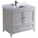 Fresca Oxford 36" Antique White Traditional Bathroom Cabinet w/ Top & Sink