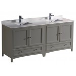 72 Gray Traditional Dbl Sink Bathroom Cabinets, Top & Sinks, FCB20-3636GR-CWH-U