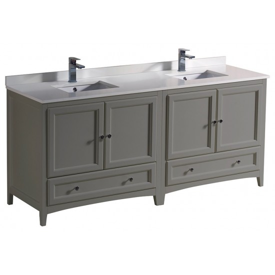 72 Gray Traditional Dbl Sink Bathroom Cabinets, Top & Sinks, FCB20-3636GR-CWH-U