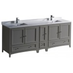 Fresca Oxford 84" Gray Traditional Double Sink Bathroom Cabinets w/ Top & Sinks