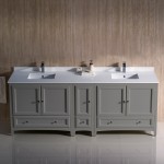 Fresca Oxford 84" Gray Traditional Double Sink Bathroom Cabinets w/ Top & Sinks