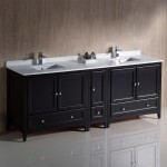 Oxford 84" Espresso Traditional Double Sink Bathroom Cabinets w/ Top & Sinks