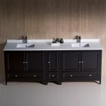 Oxford 84" Espresso Traditional Double Sink Bathroom Cabinets w/ Top & Sinks