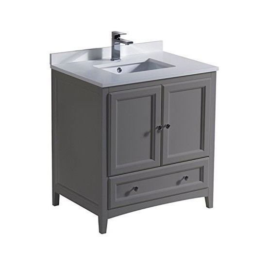 Fresca Oxford 30" Gray Traditional Bathroom Cabinet w/ Top & Sink