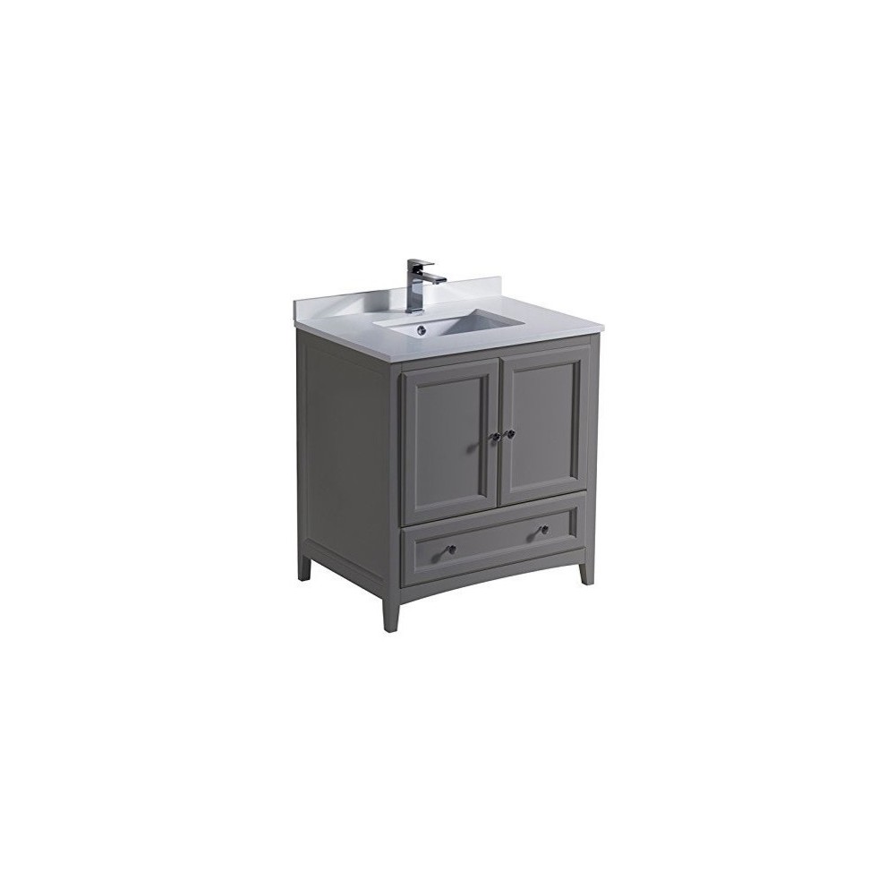 Fresca Oxford 30" Gray Traditional Bathroom Cabinet w/ Top & Sink