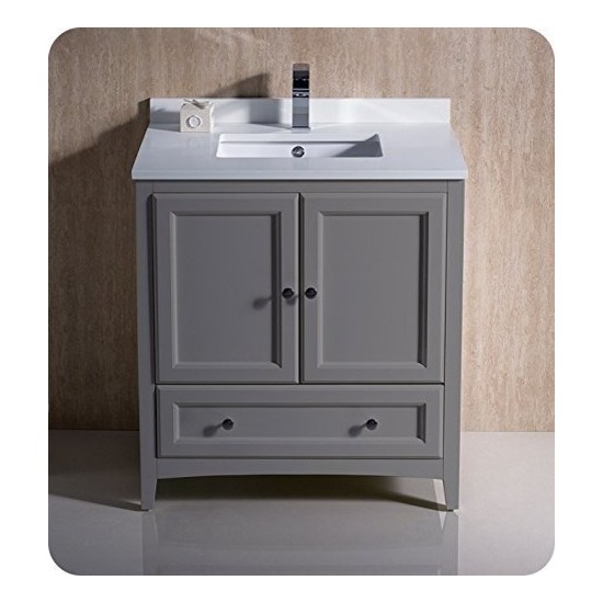 Fresca Oxford 30" Gray Traditional Bathroom Cabinet w/ Top & Sink