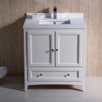 Fresca Oxford 30" Antique White Traditional Bathroom Cabinet w/ Top & Sink