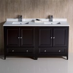 60 Espresso Traditional Dbl Sink Bathroom Cabinets, Top, Sinks