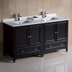 60 Espresso Traditional Dbl Sink Bathroom Cabinets, Top, Sinks