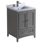 Fresca Oxford 24" Gray Traditional Bathroom Cabinet w/ Top & Sinks