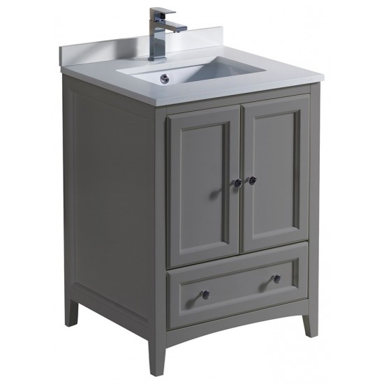 Fresca Oxford 24" Gray Traditional Bathroom Cabinet w/ Top & Sinks