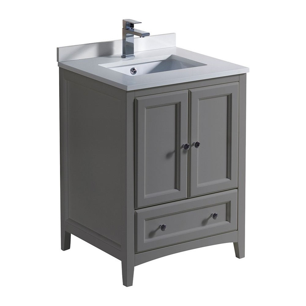 Fresca Oxford 24" Gray Traditional Bathroom Cabinet w/ Top & Sinks