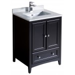 Fresca Oxford 24" Espresso Traditional Bathroom Cabinet w/ Top & Sink