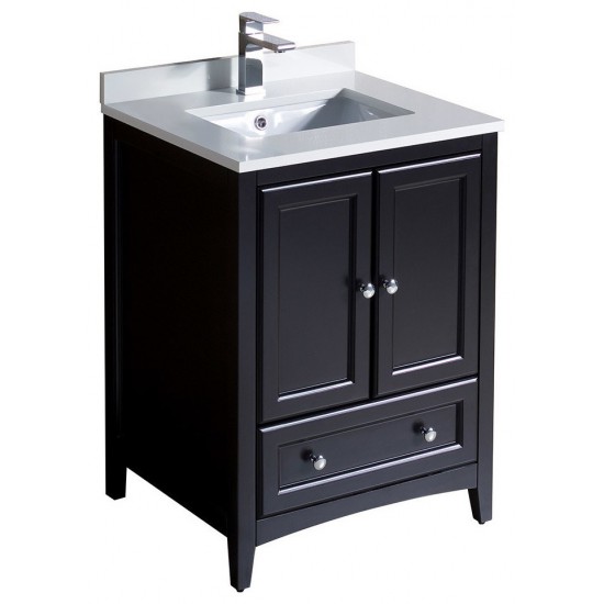 Fresca Oxford 24" Espresso Traditional Bathroom Cabinet w/ Top & Sink