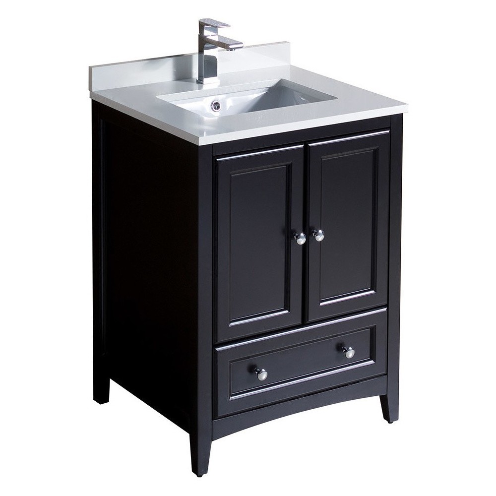 Fresca Oxford 24" Espresso Traditional Bathroom Cabinet w/ Top & Sink