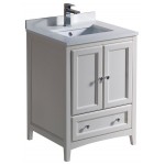 Fresca Oxford 24" Antique White Traditional Bathroom Cabinet w/ Top & Sinks