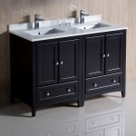 Oxford 48" Espresso Traditional Double Sink Bathroom Cabinets w/ Top & Sinks