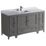 Fresca Oxford 60" Gray Traditional Bathroom Cabinets w/ Top & Sink