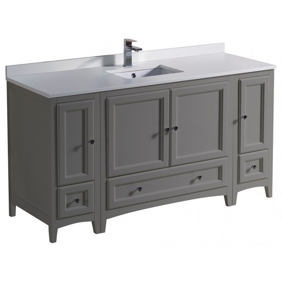 Fresca Oxford 60" Gray Traditional Bathroom Cabinets w/ Top & Sink