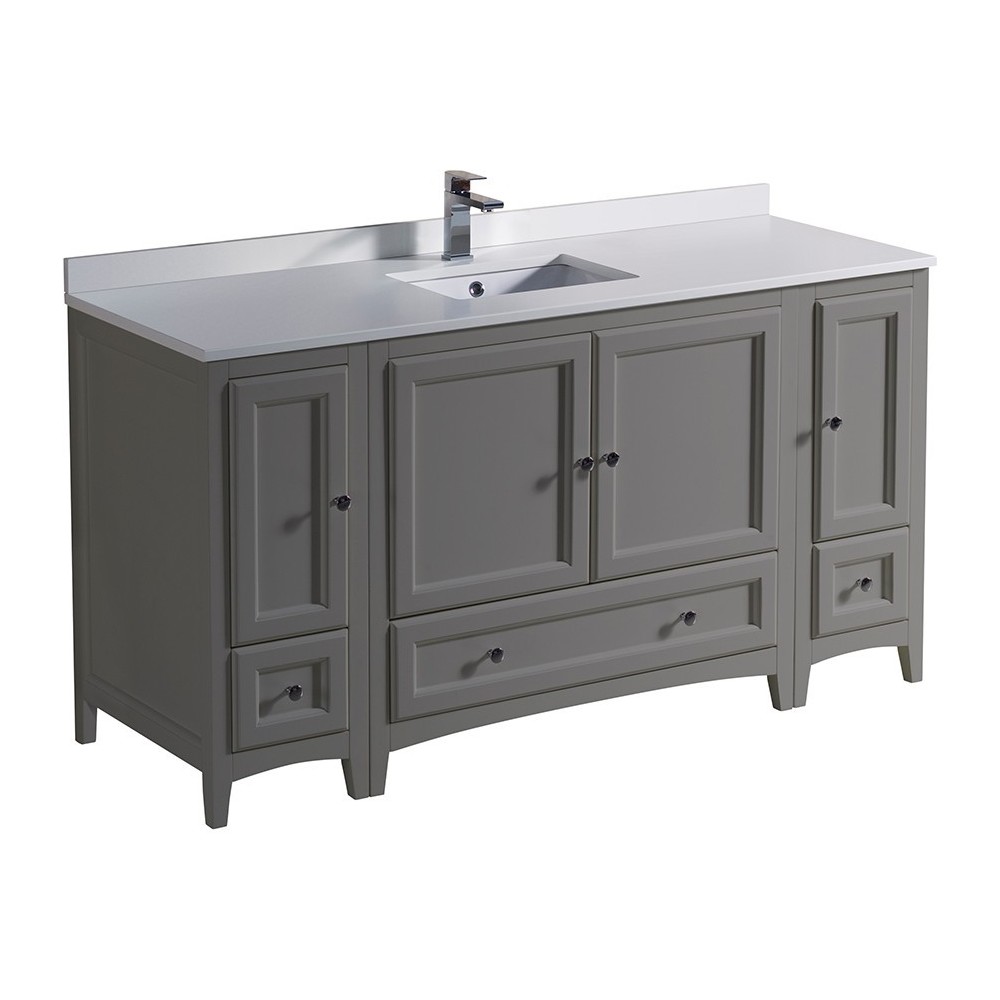 Fresca Oxford 60" Gray Traditional Bathroom Cabinets w/ Top & Sink