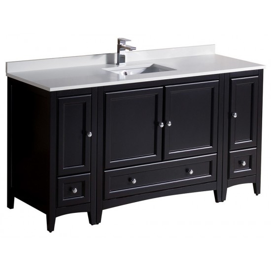 Fresca Oxford 60" Espresso Traditional Bathroom Cabinets w/ Top & Sink