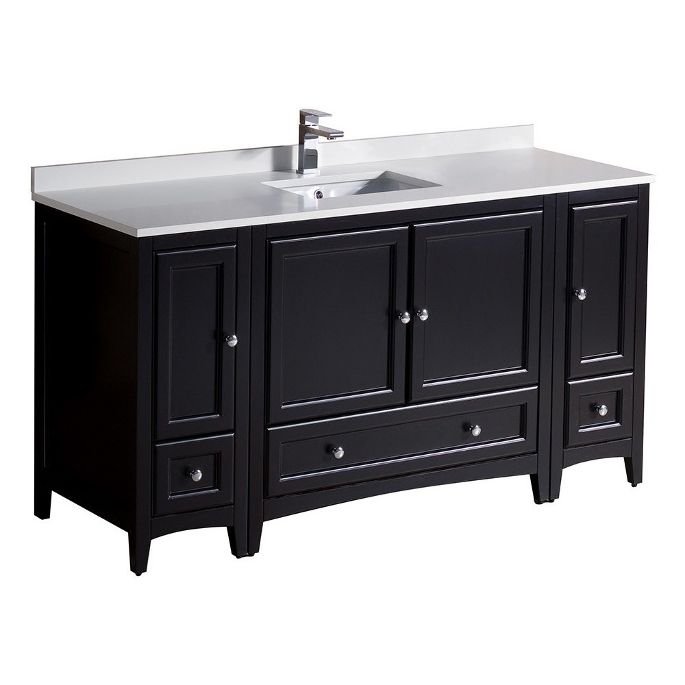 Fresca Oxford 60" Espresso Traditional Bathroom Cabinets w/ Top & Sink Fresca Oxford 60" Espresso Traditional Bathroom Cabinets w/ Top & Sink