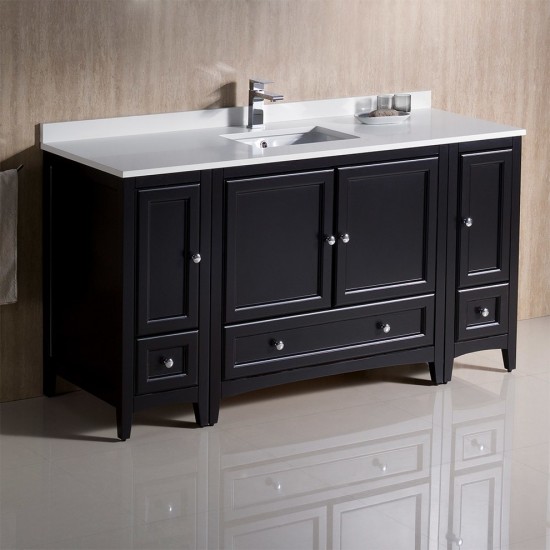 Fresca Oxford 60" Espresso Traditional Bathroom Cabinets w/ Top & Sink