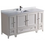 Fresca Oxford 60" Antique White Traditional Bathroom Cabinets w/ Top & Sink