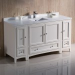 Fresca Oxford 60" Antique White Traditional Bathroom Cabinets w/ Top & Sink