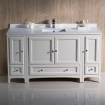 Fresca Oxford 60" Antique White Traditional Bathroom Cabinets w/ Top & Sink