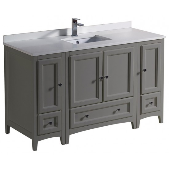 Fresca Oxford 54" Gray Traditional Bathroom Cabinets w/ Top & Sink