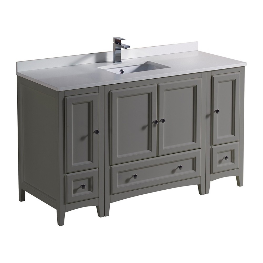 Fresca Oxford 54" Gray Traditional Bathroom Cabinets w/ Top & Sink