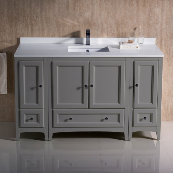 Fresca Oxford 54" Gray Traditional Bathroom Cabinets w/ Top & Sink